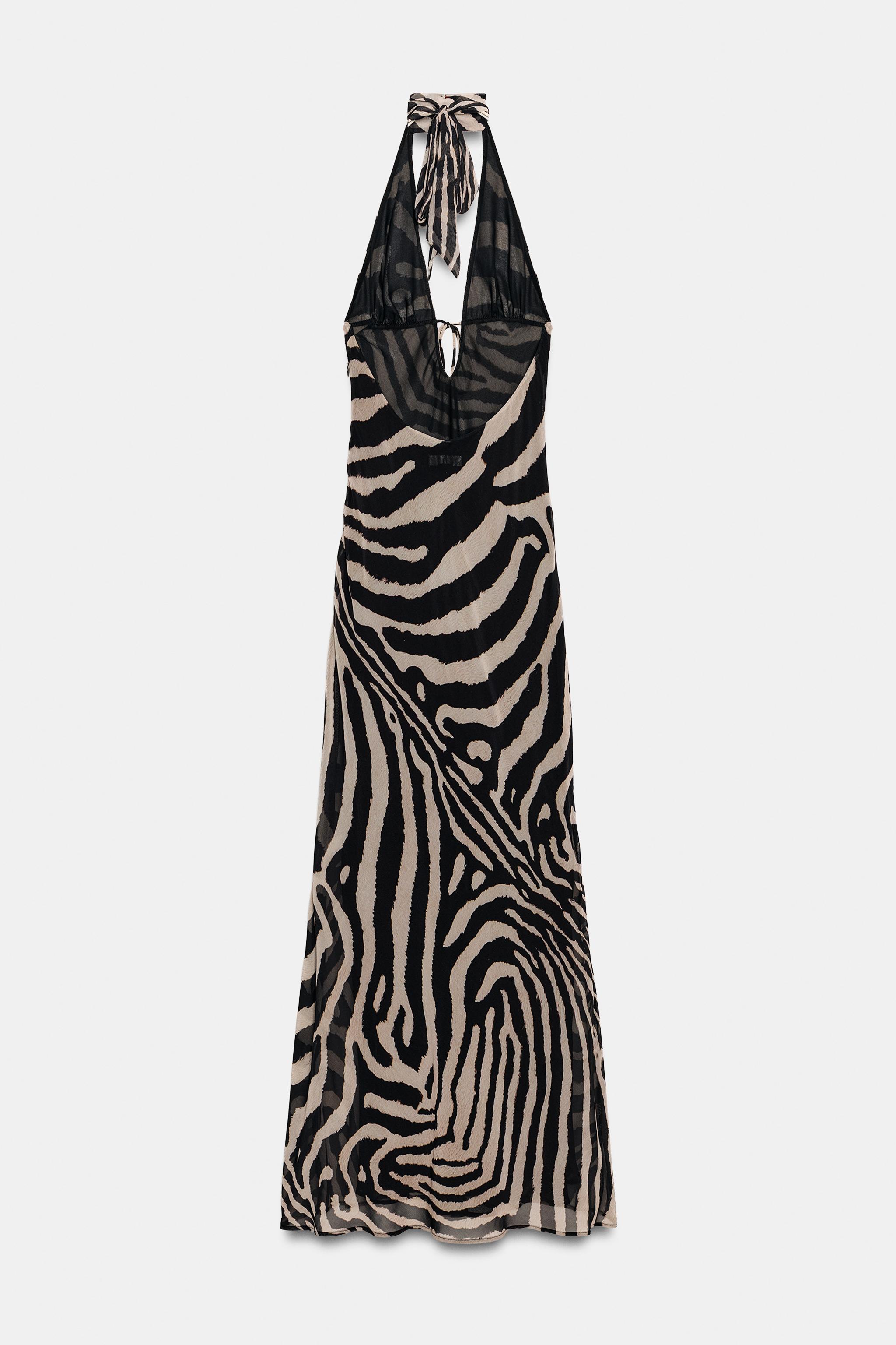ROBE LONGUE HALTER IMPRIMÉ ANIMALIER